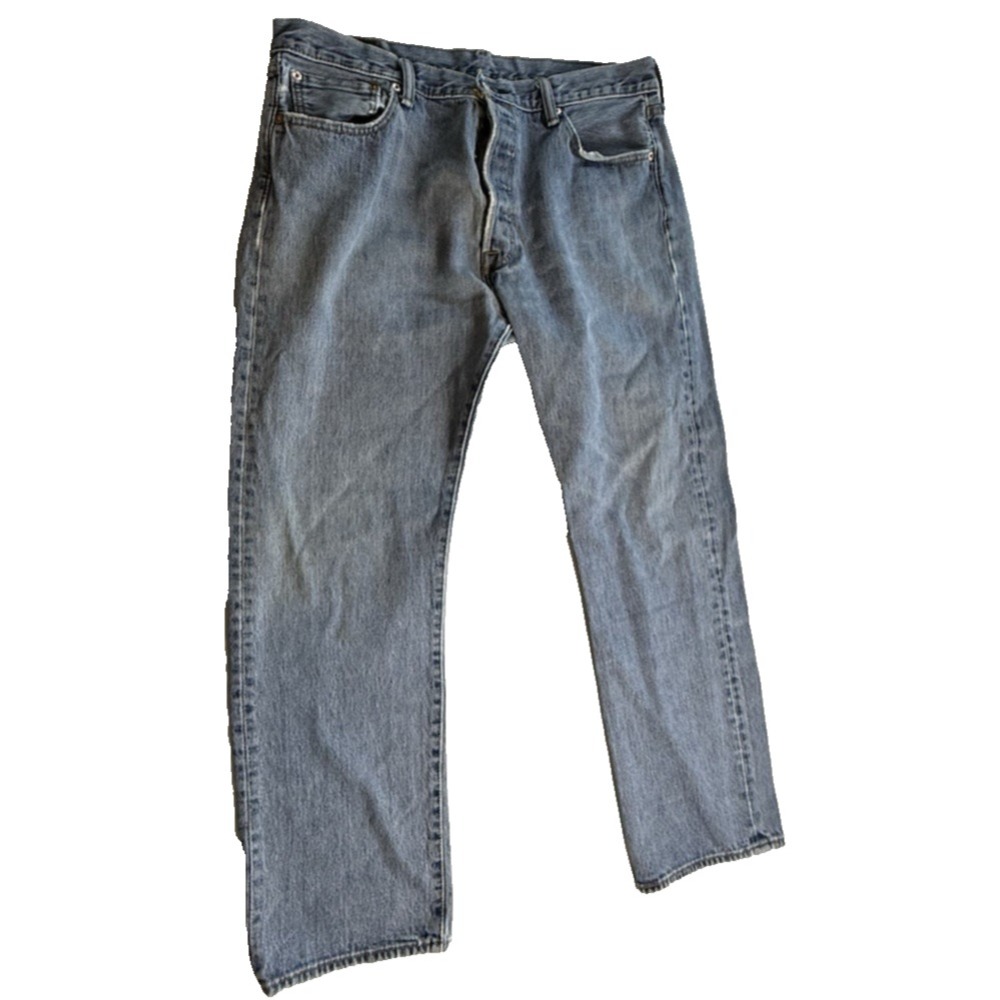 Levis 501 Jeans Mens 36x30 Blue Light Wash Mid Rise-749